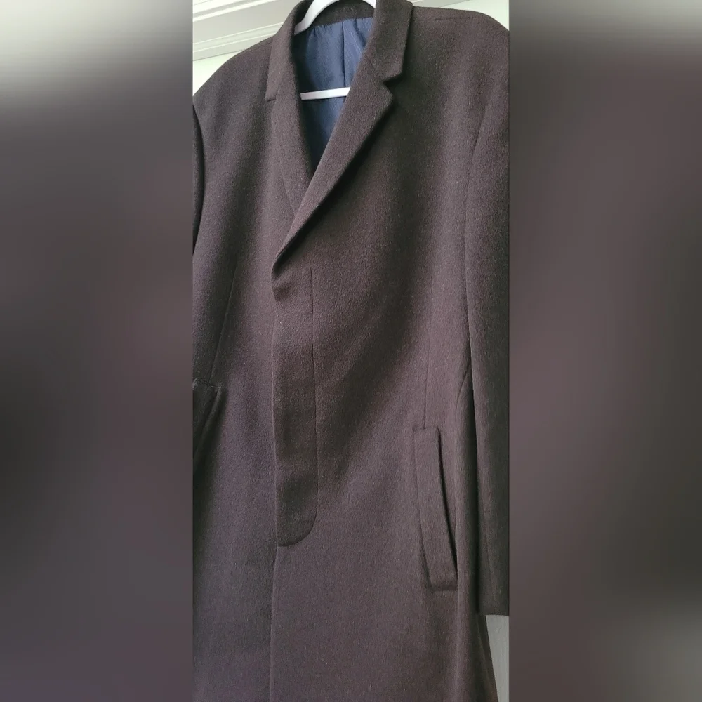Kenneth Cole New York Men's Charcoal Gray/Black Wool Peacoat Trenchcoat Size 46R